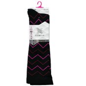 Wholesale - 2pk S/M LADIES FASHION BLACK PATTERN COMPRESSION SOCKS C/P 60, UPC: 194587069663